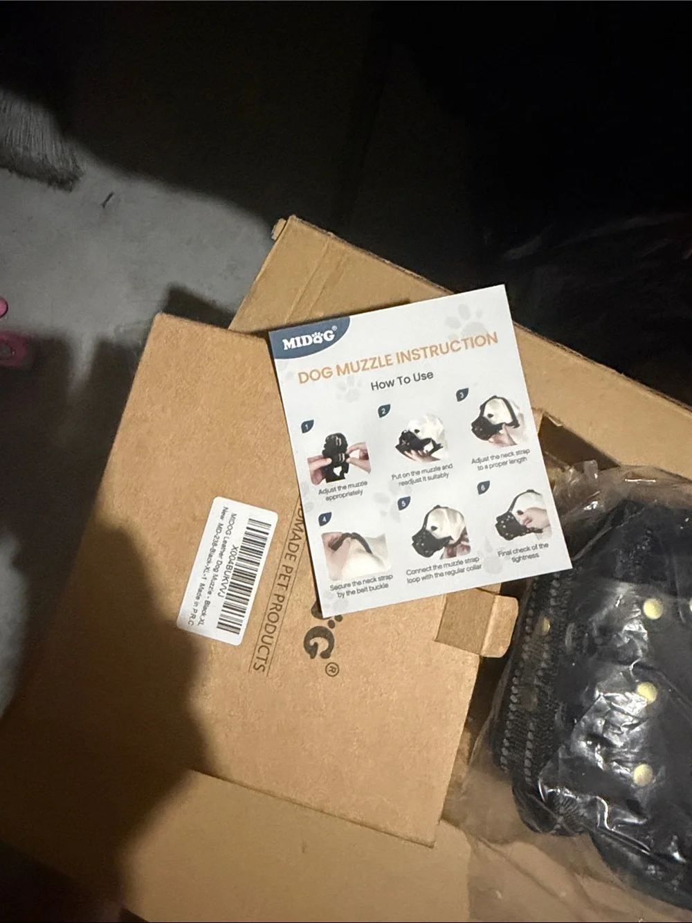 Adjustable Black Leather Dog Muzzle with Breathable Design size XL